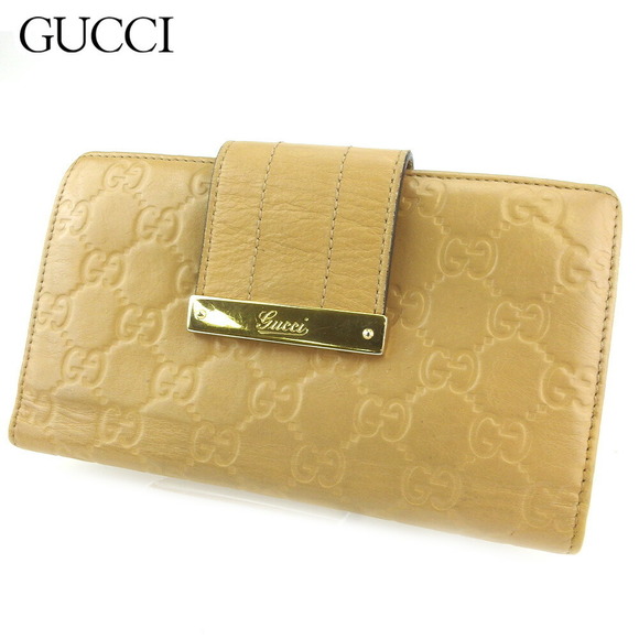 Gucci beige ssima leather Wallet long Tri - Picture 1 of 6